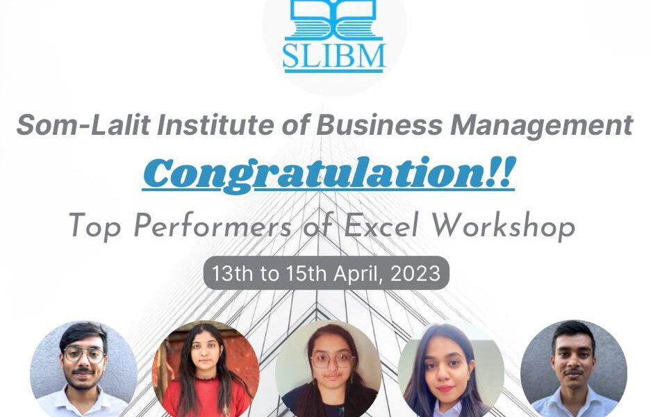 Top performers of Excel Workshop